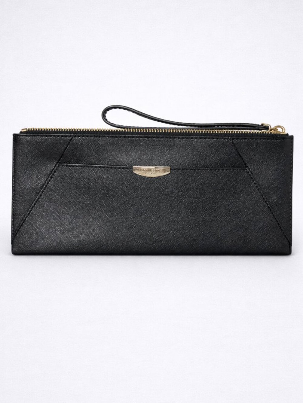 Henri Bendel Black Saffiano Leather Slim Wristlet Wallet Travel Organizer